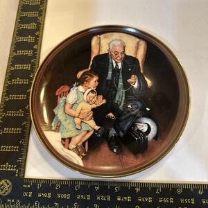 Edwin M Knowles China Norman Rockwell Plate Tender Loving Care 84-R70-13.1